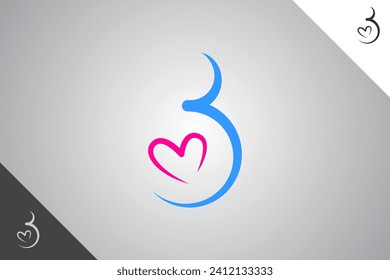 Mother and baby symbol. Babies, daycare and parenting logo identity template. Perfect logo for business related to daycare and parenting symbol business. Isolated background. Vector eps 10.