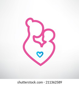 mother and baby symbol in a heart shape