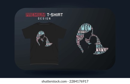 Mother and baby Together Shape cloud T-shirt Design