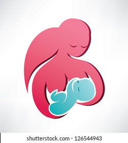 mother and baby vector icon