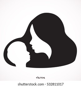 mother and baby vector silhouette