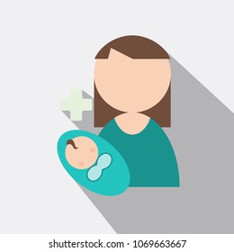 mother and baby vector silhouette with cross. Mothers day