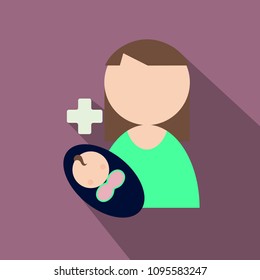 mother and baby vector silhouette with cross. Mothers day
