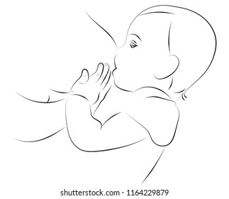 mother and baby vector silhouette ilustration breastfeed