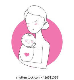 Mother and Baby Vector Symbol