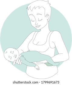 Mother and baby who sleeping.