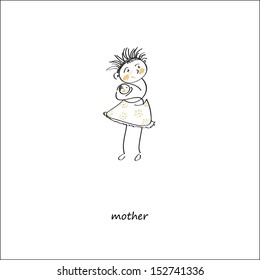 Mother with baby,isolated on white background.Vector