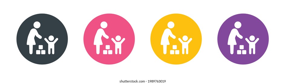 Mother, babysitter or nanny day care icon vector illustration