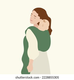 Mother babywearing. Family portrait of mother and baby	