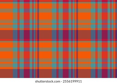 Mother background plaid pattern, tiny tartan textile fabric. Invite vector seamless texture check in red and orange colors palette.