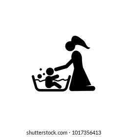 mother bathe child icon. Element of a happy family icon. Premium quality graphic design icon. Signs and symbols collection icon for websites, web design, mobile app on white background