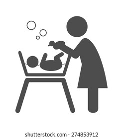 Mother bathes the baby pictogram flat icon isolated on white background