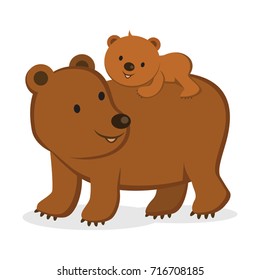 Mother bear with her cub. Vector illustration.