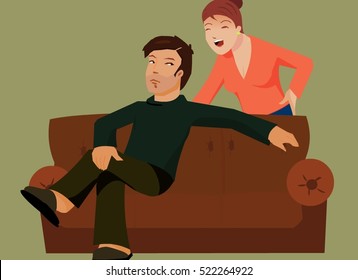 Mother berating her son