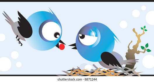 A mother bird returning to nest with a cherry	