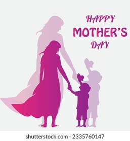 mother and boy hand holding vector art pink colour and purple gradient art for mothers day.