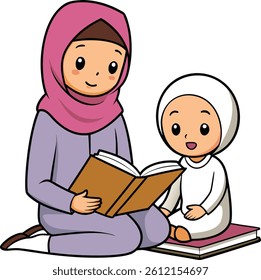 Mother and Boy Reading Book 