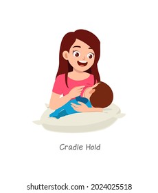 Mother Breastfeeding Baby With Pose Named Cradle Hold