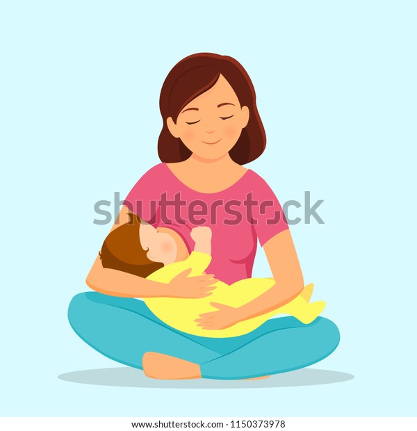 母乳で育てる赤ちゃん 母子 ベクターイラスト のベクター画像素材 ロイヤリティフリー