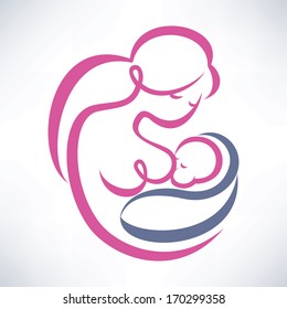 mother breastfeeding her baby stylized symbol