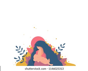 Mother breastfeeding her newborn baby. Flat design illustration of breastfeeding concept.