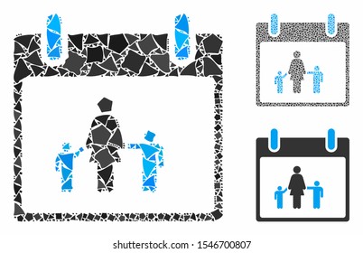 Mother calendar day composition of tremulant parts in different sizes and color tints, based on mother calendar day icon. Vector abrupt parts are combined into composition.