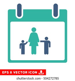 Mother Calendar Day icon. Vector EPS illustration style is flat iconic bicolor symbol, cobalt and cyan colors.