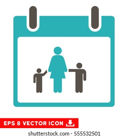 Mother Calendar Day icon. Vector EPS illustration style is flat iconic bicolor symbol, grey and cyan colors.