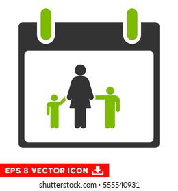 Mother Calendar Day icon. Vector EPS illustration style is flat iconic bicolor symbol, eco green and gray colors.