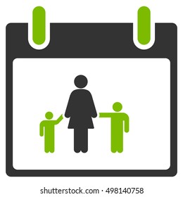 Mother Calendar Day vector pictograph. Style is flat graphic bicolor symbol, eco green and gray colors, white background.
