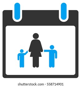 Mother Calendar Day vector toolbar icon. Style is bicolor flat icon symbol, blue and gray colors, white background.