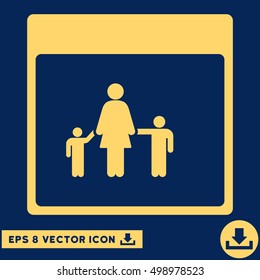 Mother Calendar Page icon. Vector EPS illustration style is flat iconic symbol, yellow color.