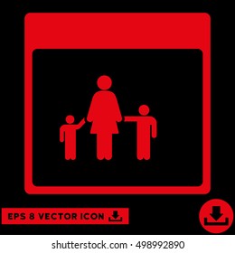 Mother Calendar Page icon. Vector EPS illustration style is flat iconic symbol, red color.