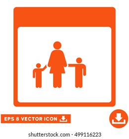 Mother Calendar Page icon. Vector EPS illustration style is flat iconic symbol, orange color.