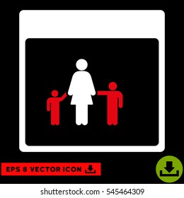 Mother Calendar Page icon. Vector EPS illustration style is flat iconic bicolor symbol, red and white colors.