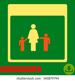 Mother Calendar Page icon. Vector EPS illustration style is flat iconic bicolor symbol, orange and yellow colors.