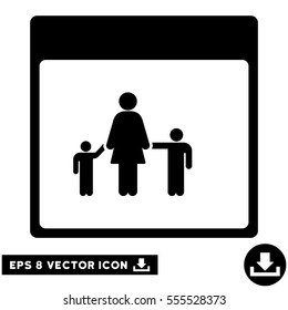 Mother Calendar Page icon. Vector EPS illustration style is flat iconic symbol, black color.