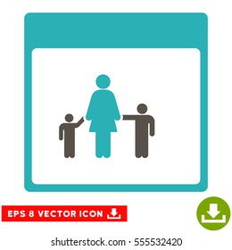Mother Calendar Page icon. Vector EPS illustration style is flat iconic bicolor symbol, grey and cyan colors.