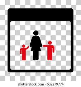 Mother Calendar Page icon. Vector illustration style is flat iconic bicolor symbol, intensive red and black colors, transparent background. Designed for web and software interfaces.