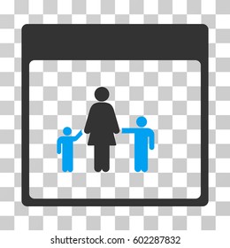 Mother Calendar Page icon. Vector illustration style is flat iconic bicolor symbol, blue and gray colors, transparent background. Designed for web and software interfaces.