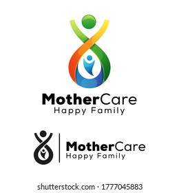 mother Care with child logo, people,baby care logo, happy family logo design vector template