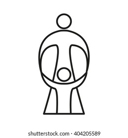 Mother care of child. Sign symbol of love, care and guardianship. Template for logo of social organization, Foundation for Protection of Children, the medical center and etc. Vector illustration.