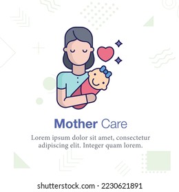Mother Care, Child vector icon illustration
