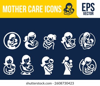 Mother Care Icons In Fill Vector EPS Mother And Child Together.eps