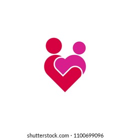 Mother care Love Child Care Heart Logo Icon.