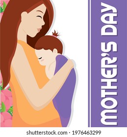 Mother carrying her daughter Mother day poster Vector