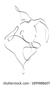 Mother carying of her newborn baby. Woman embracing newborn child, abstract portrait drawing with lines, quick sketch, motherhood concept, illustration for t-shirt, print design, covers, web