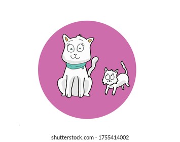 mother cat and baby cat vector illustration