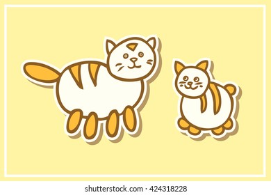 Mother cat and kitten. Vector illustration