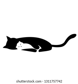 mother cat negatif flat design